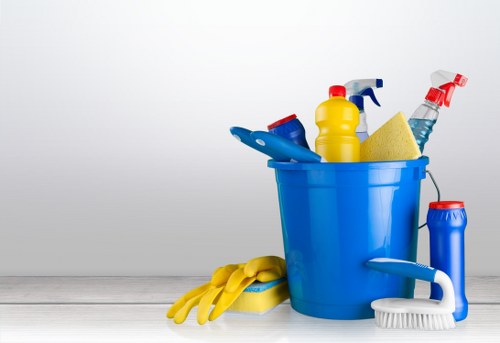 Cleaning technician preparing carpet cleaning equipment before a service appointment